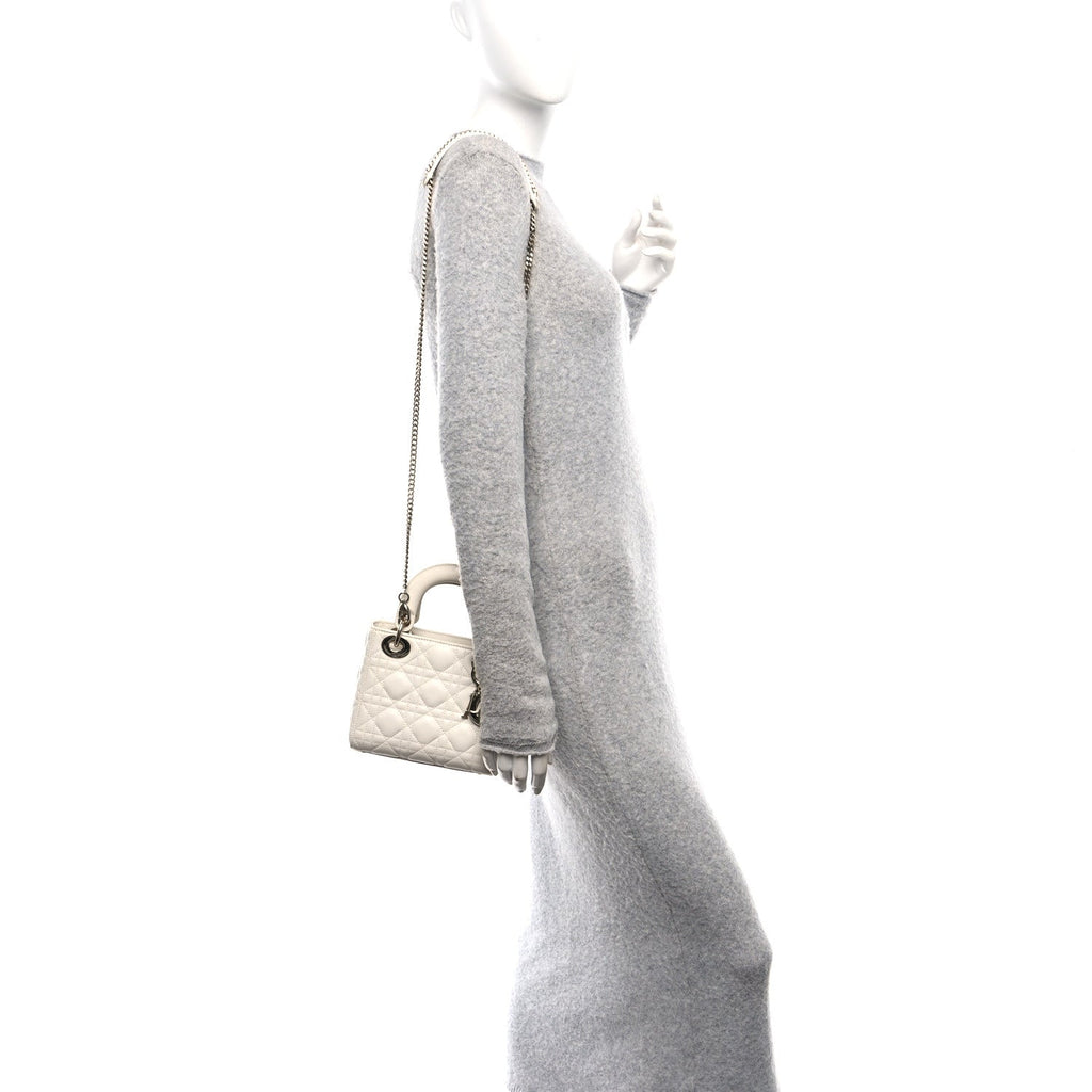 Lambskin Cannage Mini Lady Dior White wholesalehk.shop