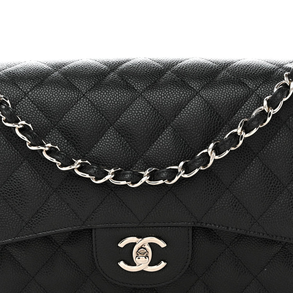 Caviar Quilted Jumbo Double Flap Black wholesalehk.shop