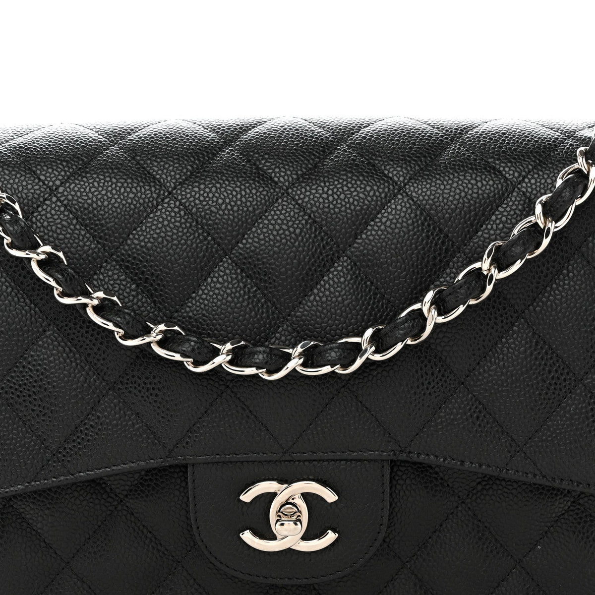 Caviar Quilted Jumbo Double Flap Black wholesalehk.shop