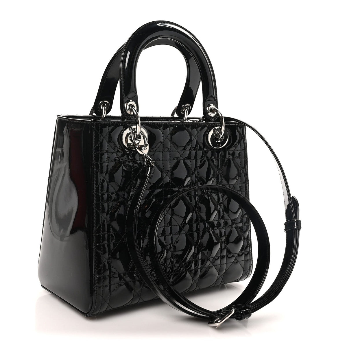 Patent Cannage Medium Lady Dior Black wholesalehk.shop