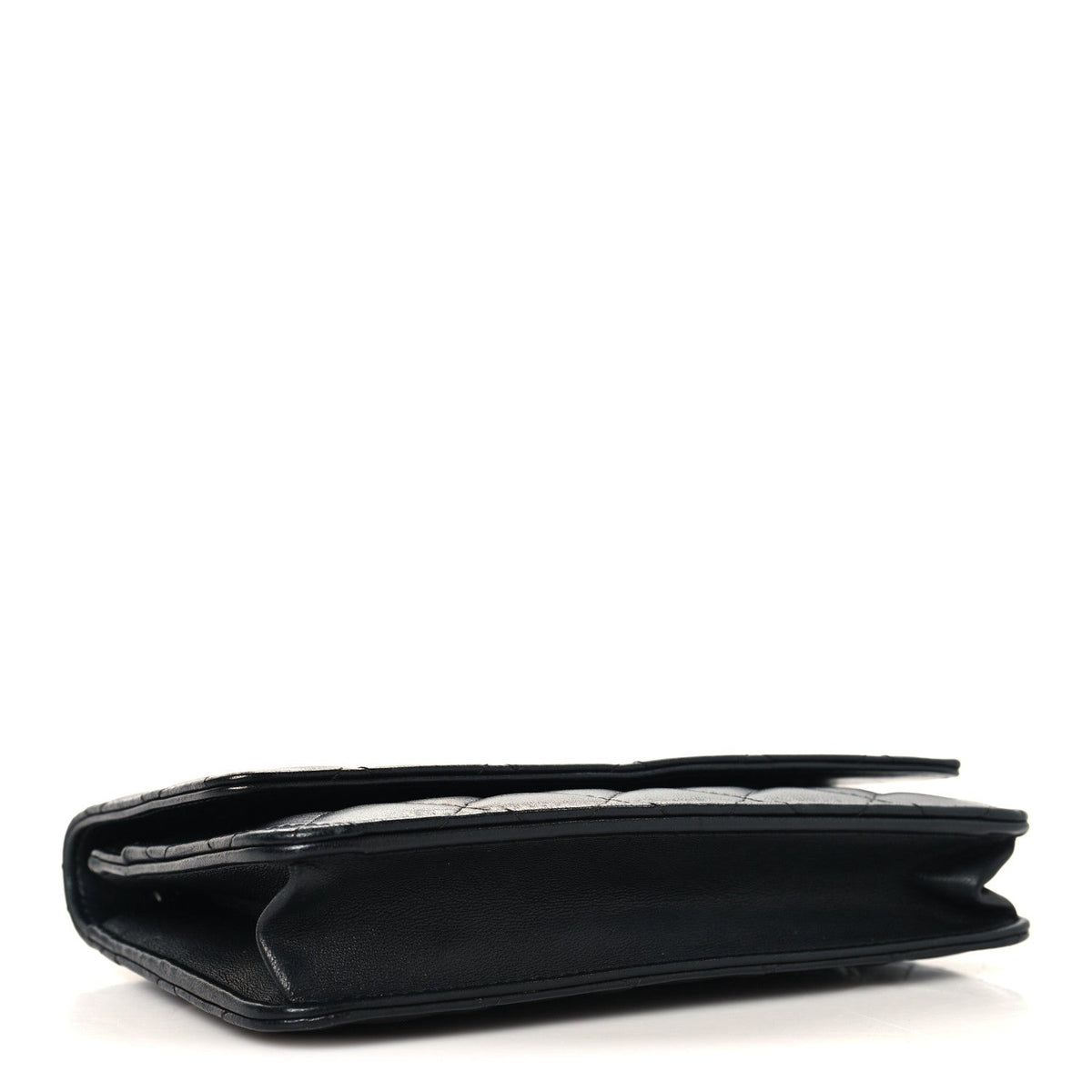 Lambskin Quilted Wallet On Chain WOC Black wholesalehk.shop