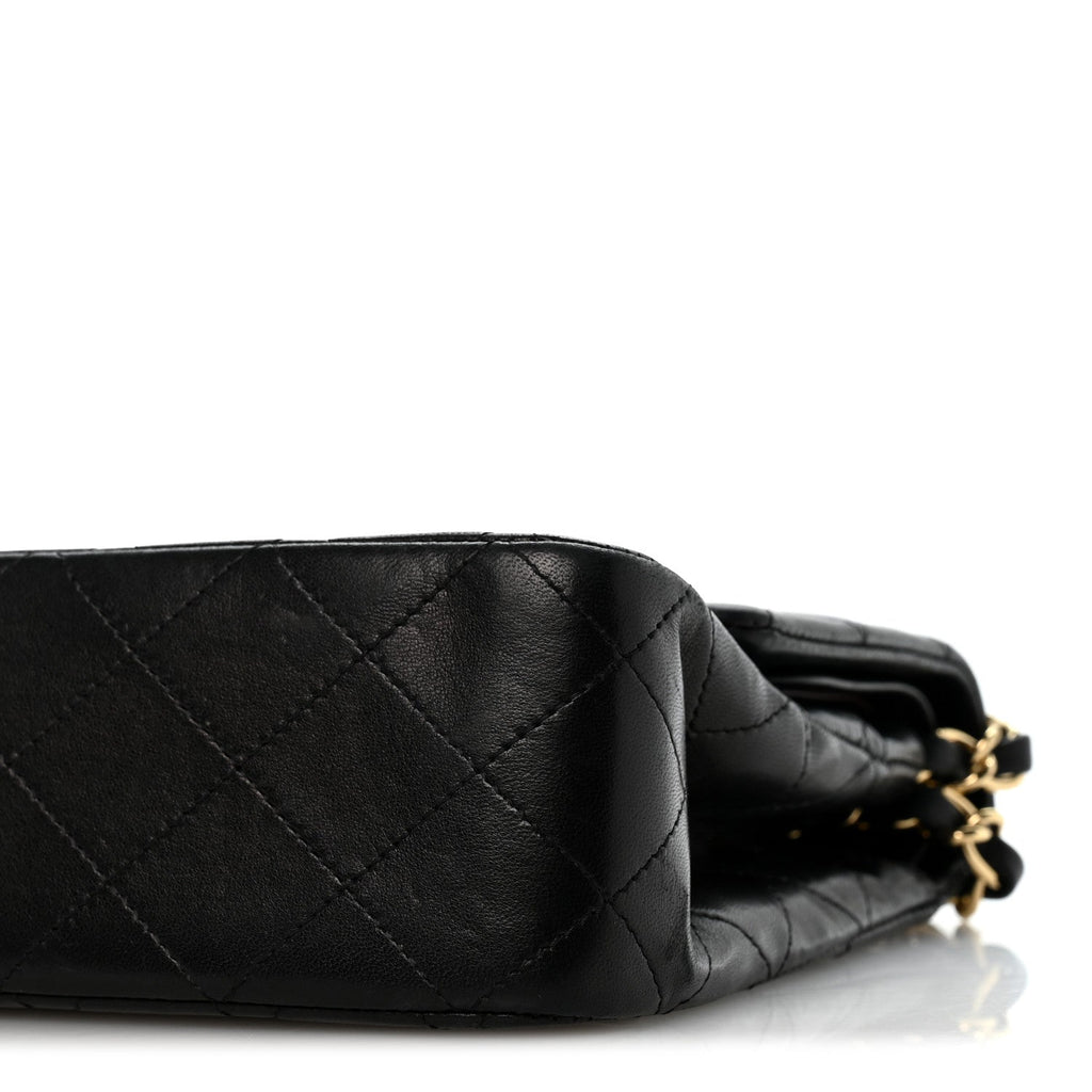 Lambskin Quilted Medium Double Flap Black wholesalehk.shop