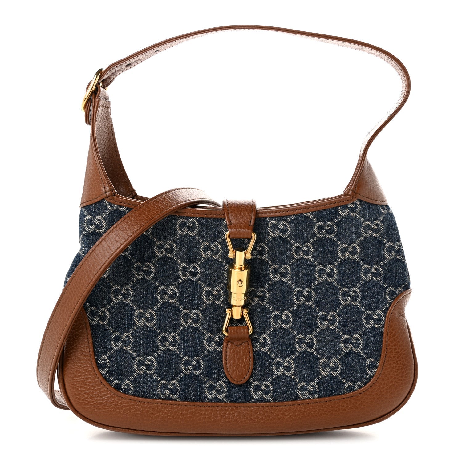 New Denim GG Monogram Calfskin Small Jackie 1961 Hobo Blue Tea Cuir £¨ Direct shipment via from wholesalehk.shop