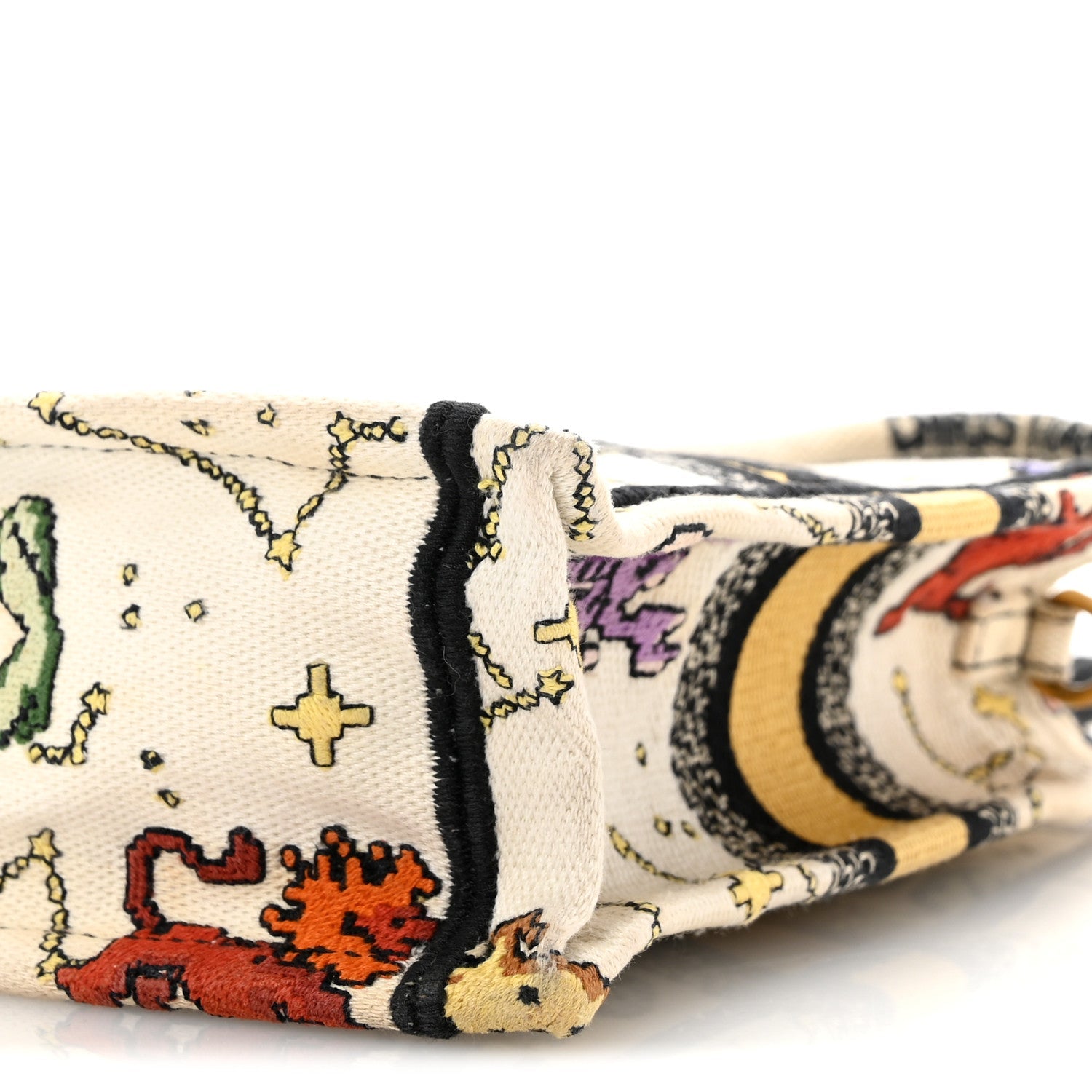 Canvas Embroidered Pixel Zodiac Mini Book Tote Phone Bag Latte Multicolor £¨ Direct shipment via from wholesalehk.shop