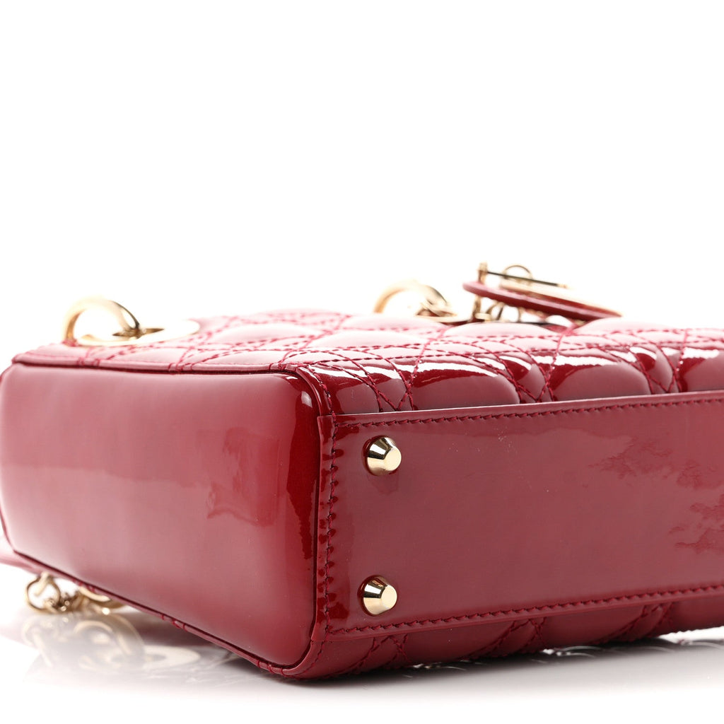 Patent Cannage Mini Lady Dior Red wholesalehk.shop
