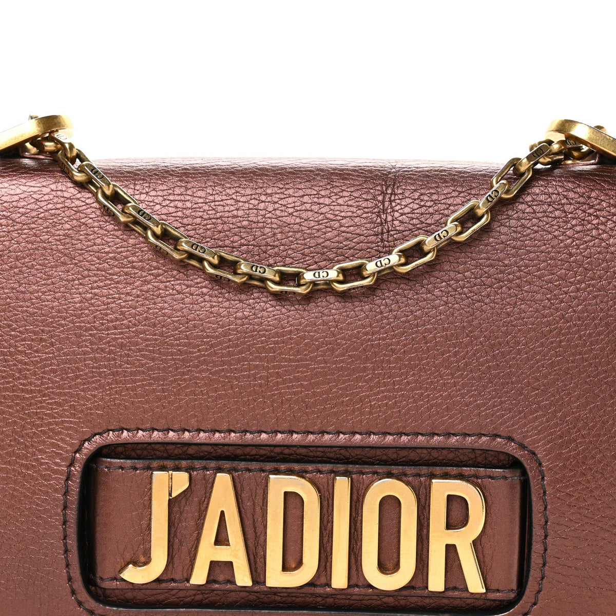 Metallic Calfskin J'Adior Chain Flap Bag Noisette wholesalehk.shop
