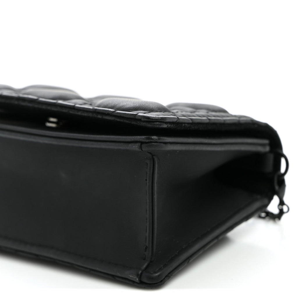 Ultra Matte Calfskin Cannage Nano Lady Dior Pouch Black wholesalehk.shop