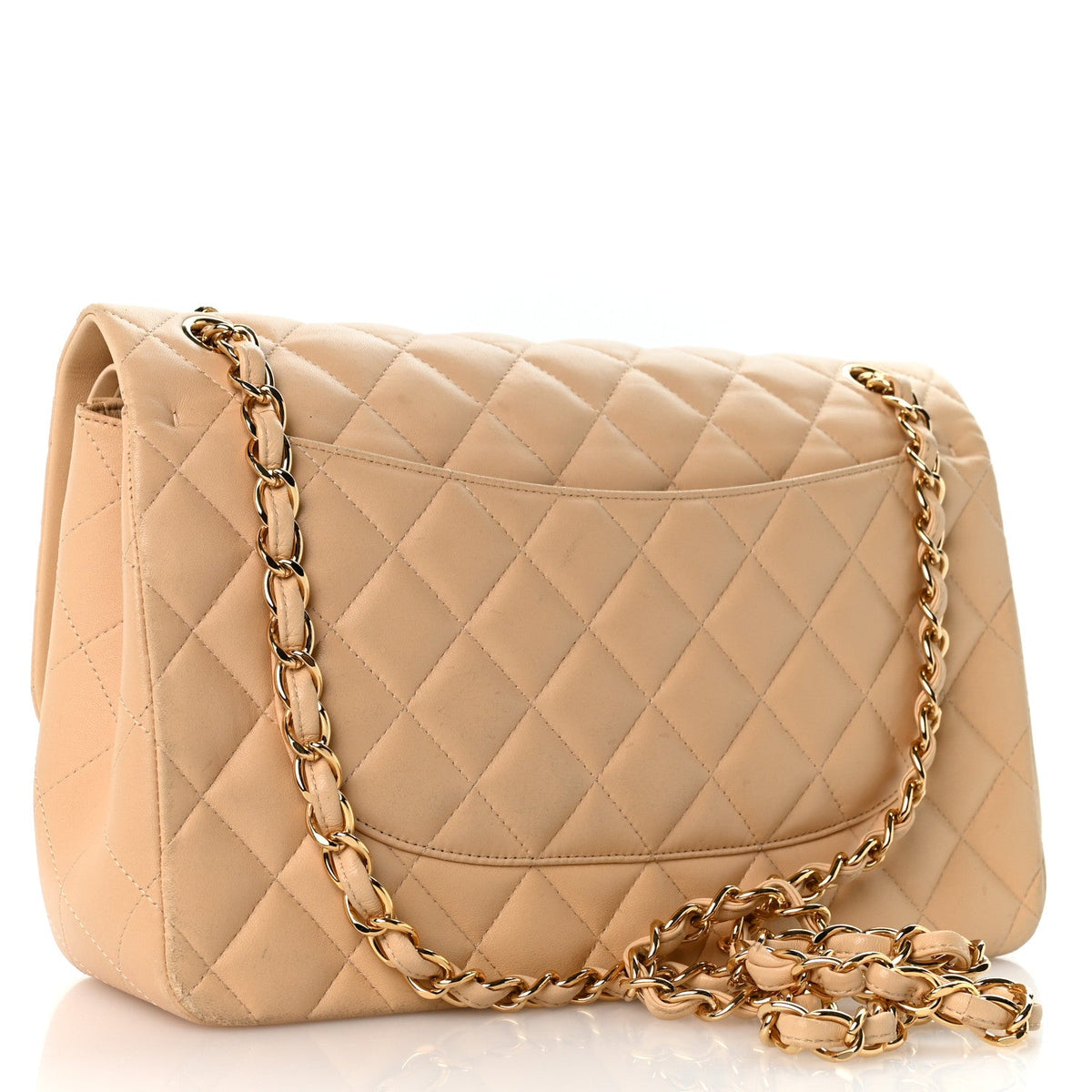 Lambskin Quilted Jumbo Double Flap Light Beige wholesalehk.shop