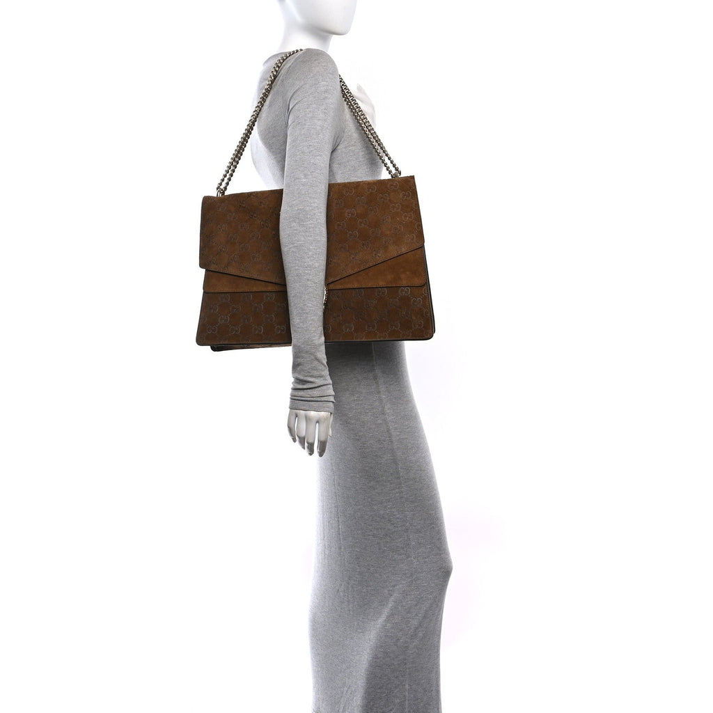 Suede GG Debossed Large Dionysus Shoulder Bag Brown wholesalehk.shop