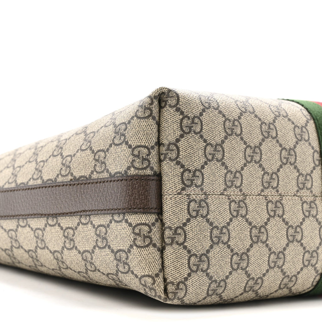 GG Supreme Monogram Medium Ophidia Tote Bag Brown wholesalehk.shop