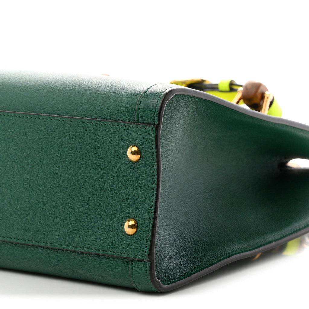 Wonka Grain Calfskin Small Diana Tote Bag Green Yellow Fluo wholesalehk.shop