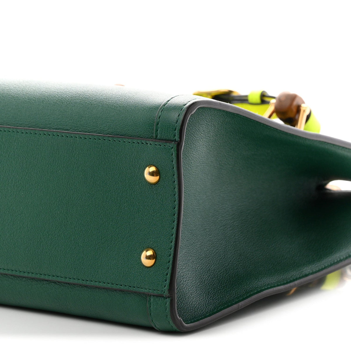 Wonka Grain Calfskin Small Diana Tote Bag Green Yellow Fluo wholesalehk.shop