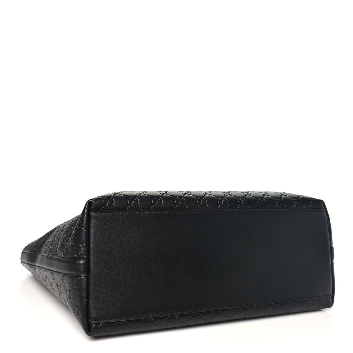 GG Calfskin Embossed Emblem Large Tote Bag Black wholesalehk.shop