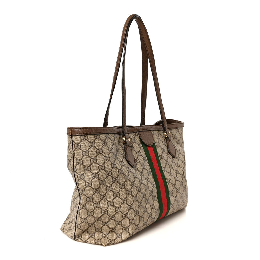 GG Supreme Monogram Medium Ophidia Shopping Tote Brown wholesalehk.shop