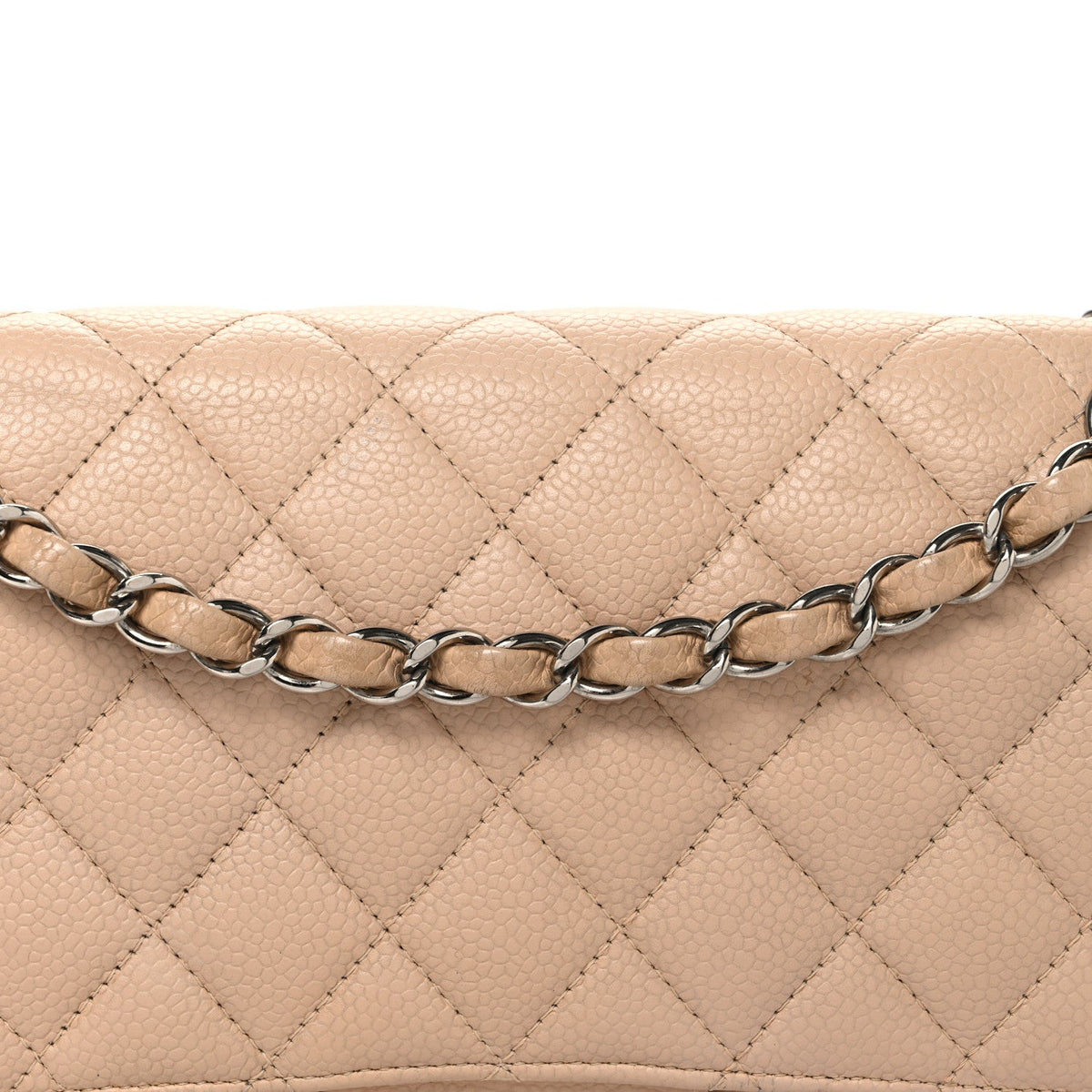 Caviar Quilted Medium Double Flap Beige wholesalehk.shop