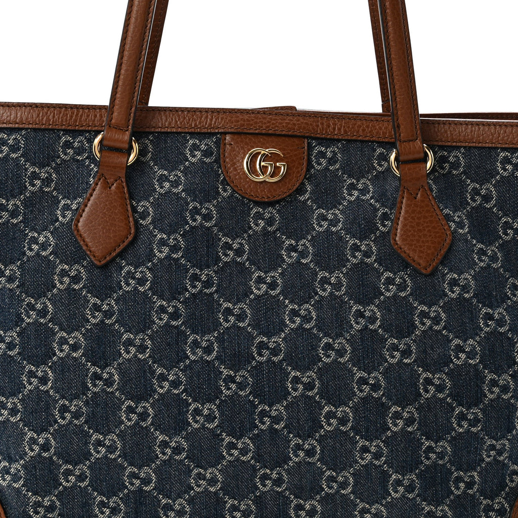 New Denim GG Monogram Medium Ophidia Shopping Tote Blue Tea Cuir wholesalehk.shop