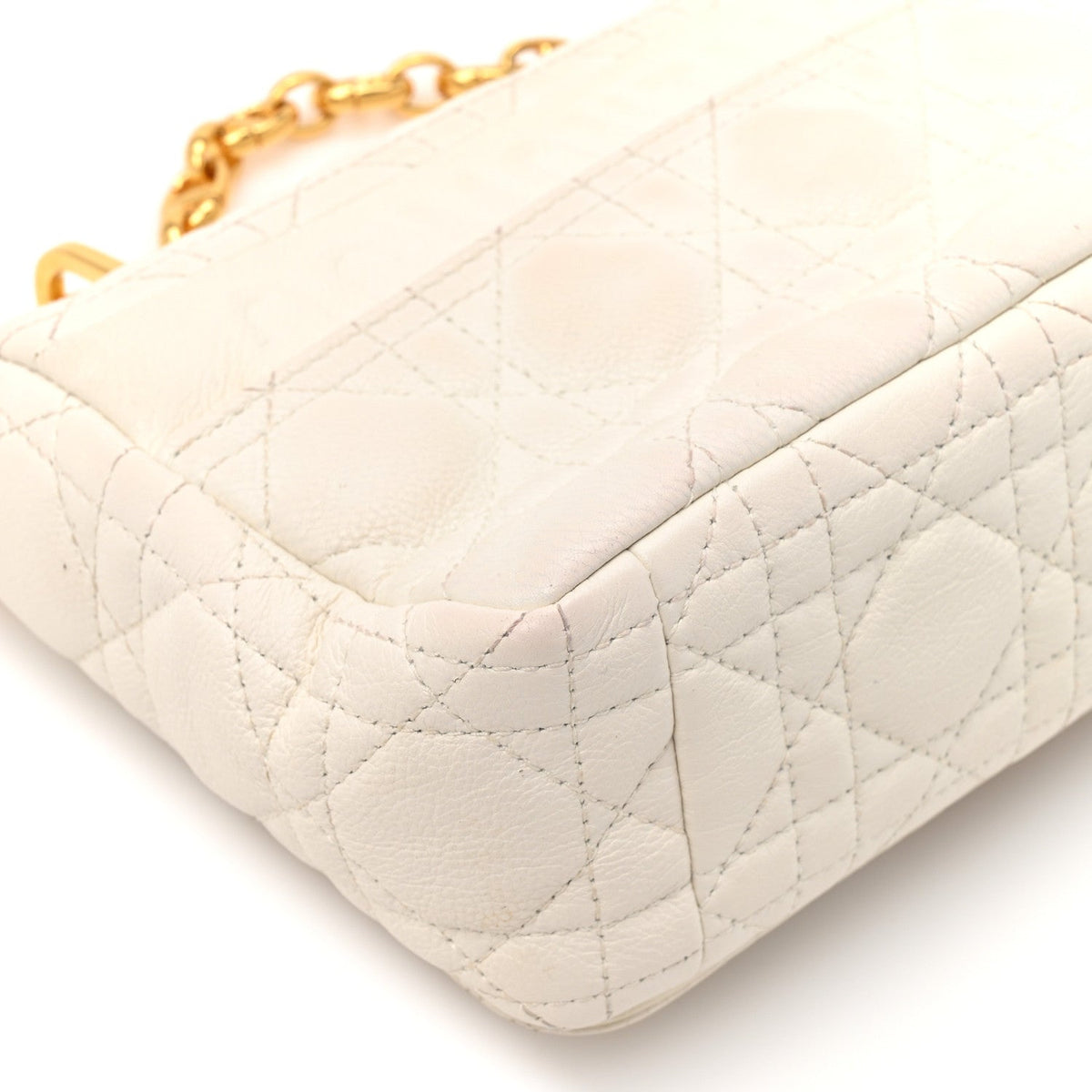 Grained Calfskin Cannage Small Caro Bag White wholesalehk.shop
