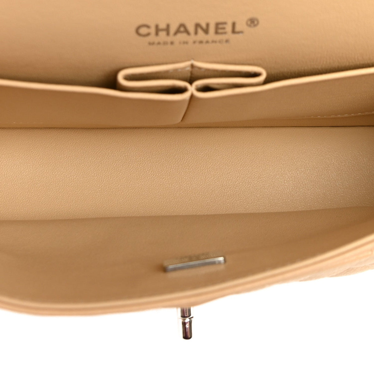 Caviar Quilted Medium Double Flap Beige wholesalehk.shop