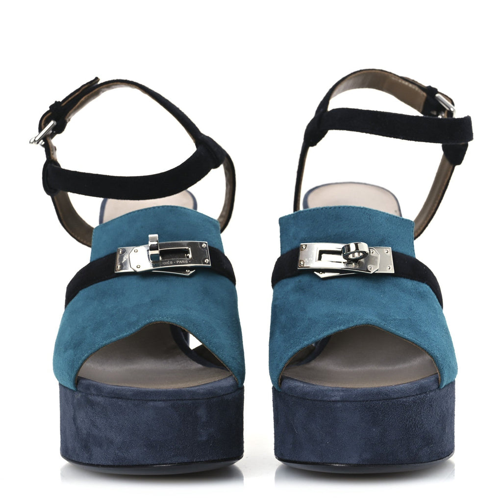 Suede Goatskin Calas Sandals 37.5 Vert Oxford Bleu Celeste Black wholesalehk.shop