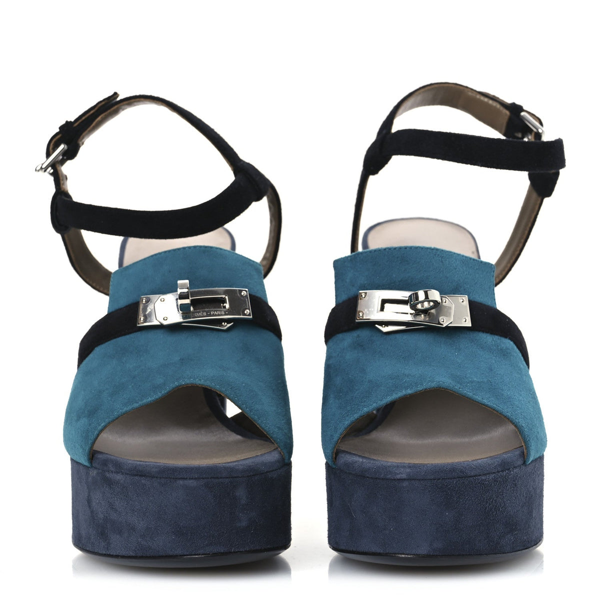Suede Goatskin Calas Sandals 37.5 Vert Oxford Bleu Celeste Black wholesalehk.shop
