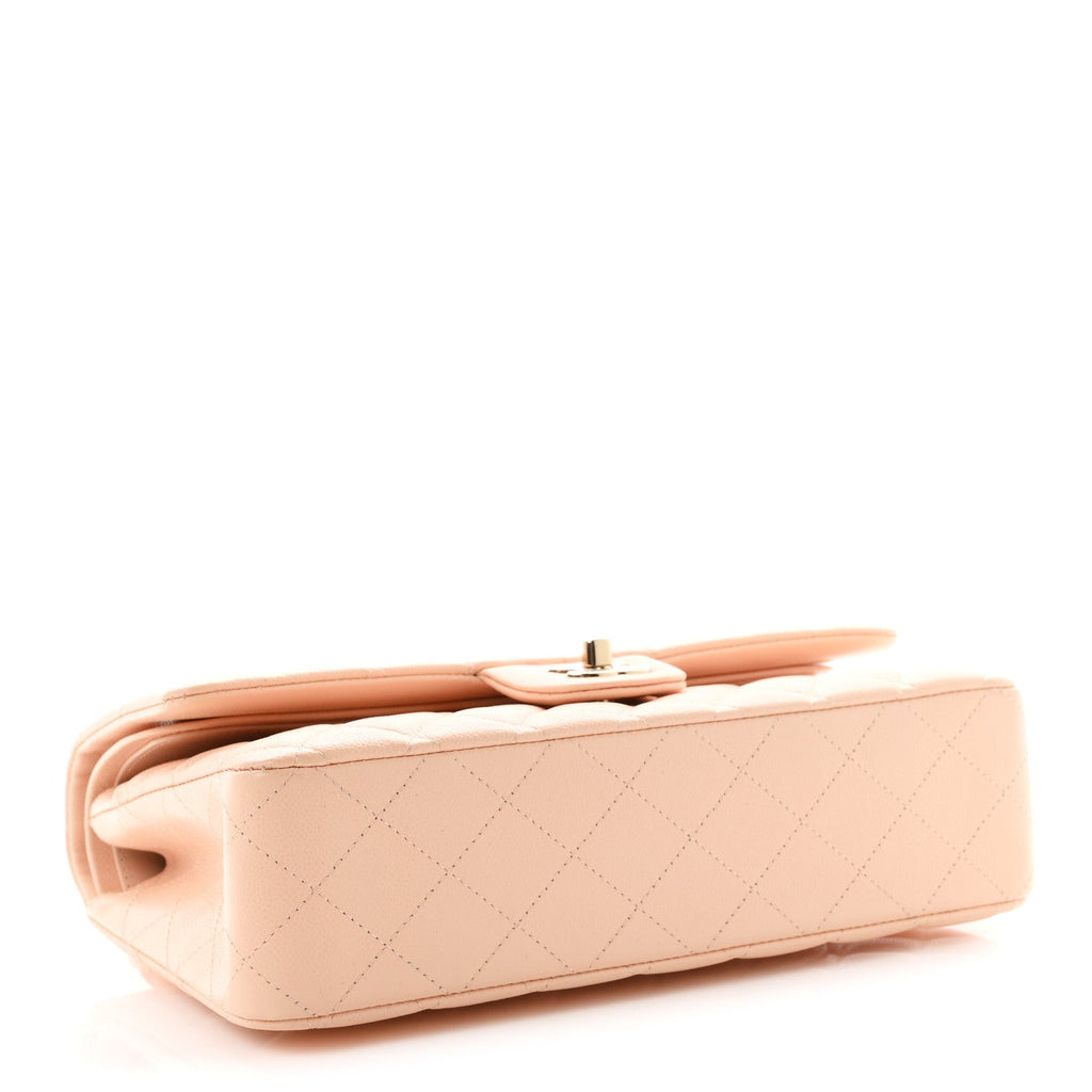 Caviar Quilted Medium Double Flap Light Pink wholesalehk.shop