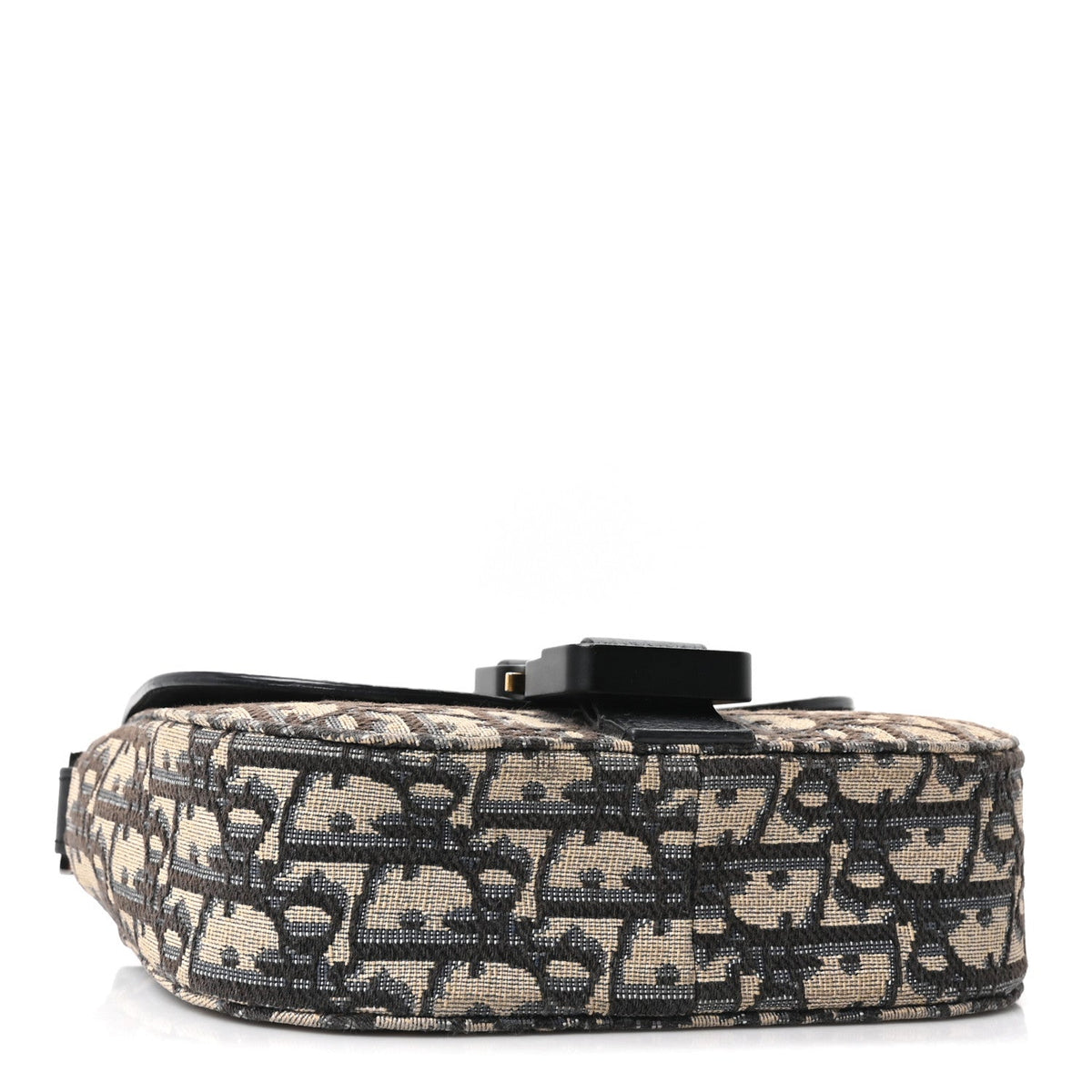 Grained Calfskin Oblique Mini Saddle Messenger Bag With Flap Beige Black wholesalehk.shop