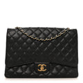 Caviar Quilted Maxi Double Flap Black wholesalehk.shop