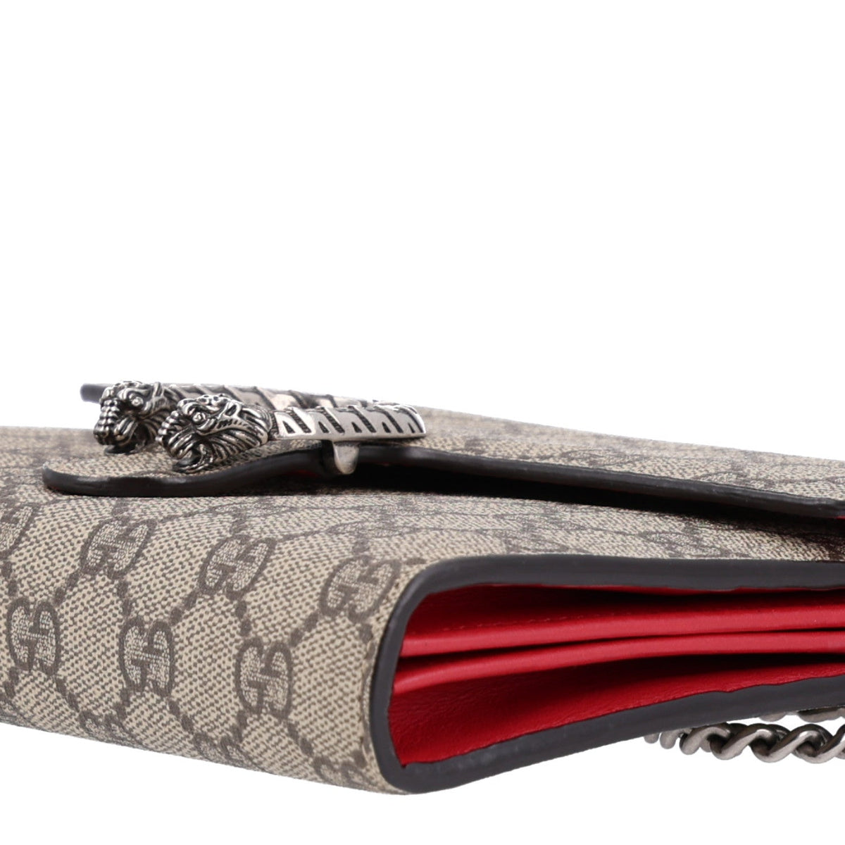 GG Supreme Monogram Mini Dionysus Chain Wallet Beige Vulcanic Red wholesalehk.shop