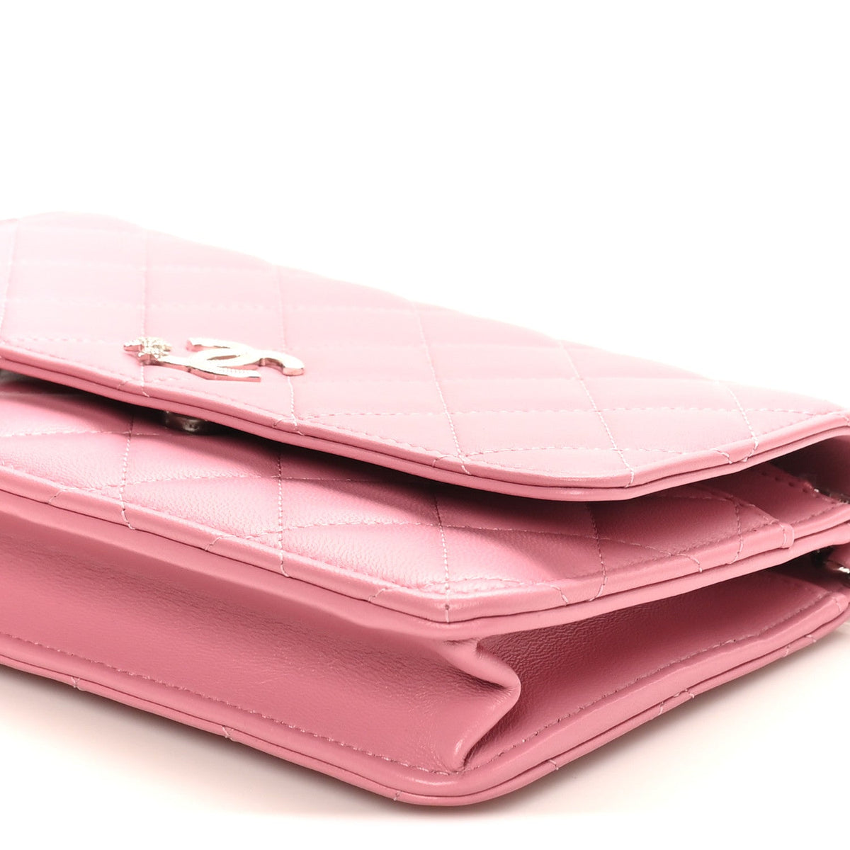 Lambskin Quilted Crystal Star Wallet On Chain WOC Pink wholesalehk.shop