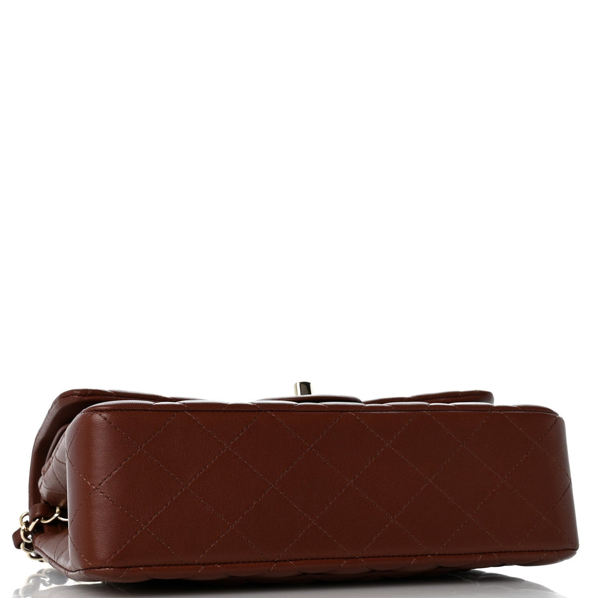 Lambskin Quilted Small Double Flap Dark Brown wholesalehk.shop
