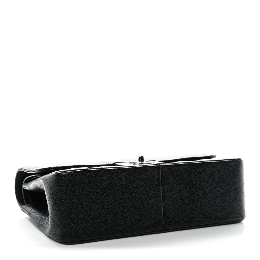Caviar Quilted Jumbo Double Flap Black wholesalehk.shop