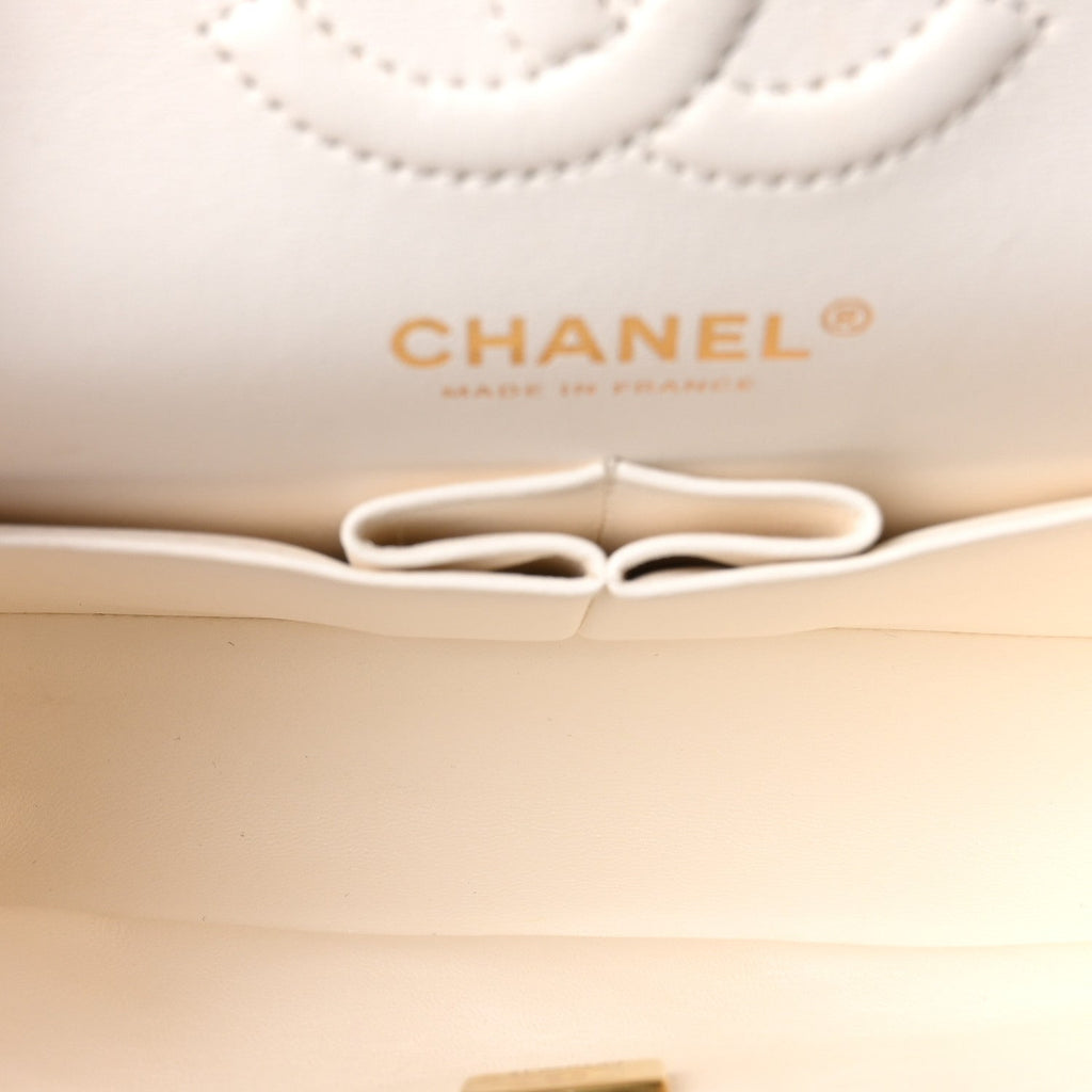 Caviar Quilted Small Double Flap White wholesalehk.shop