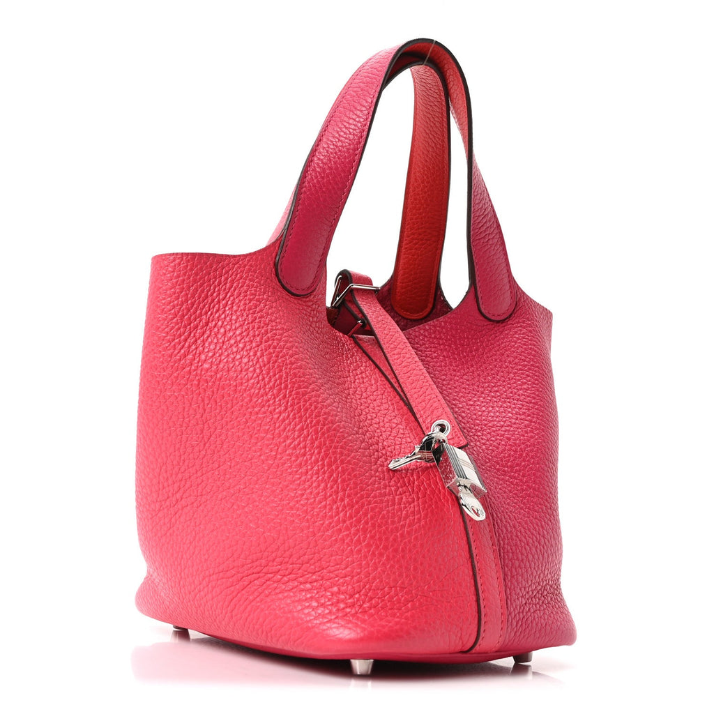 Taurillon Clemence Tri-Color Picotin Lock 18 PM Rose Extreme Rose Mexico Rouge De Coeur £¨ Direct shipment via from wholesalehk.shop