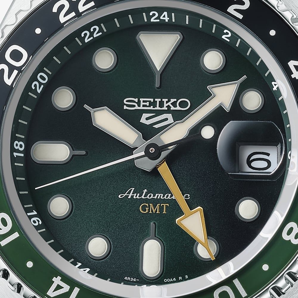 Seiko 5 Sports SKX GMT Automatic Green Dial Silver Steel Strap Watch For Men - SSK035K1 wholesalehk.shop
