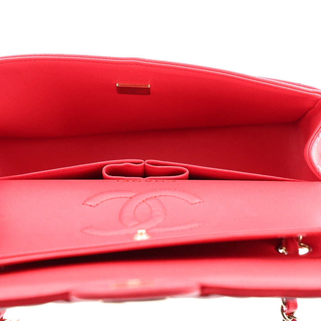 Caviar Quilted Small Double Flap Red wholesalehk.shop