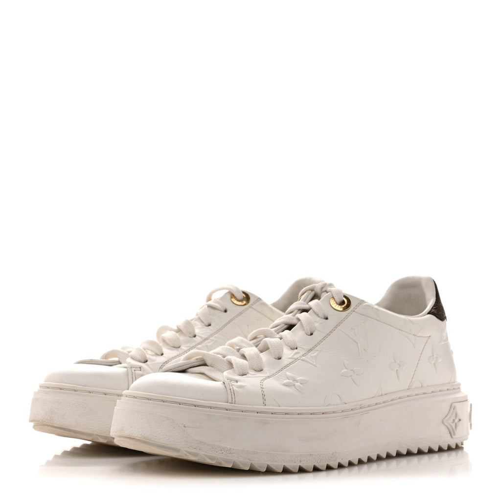 Lambskin Embossed Monogram Time Out Sneakers 35  White £¨ Direct shipment via from wholesalehk.shop