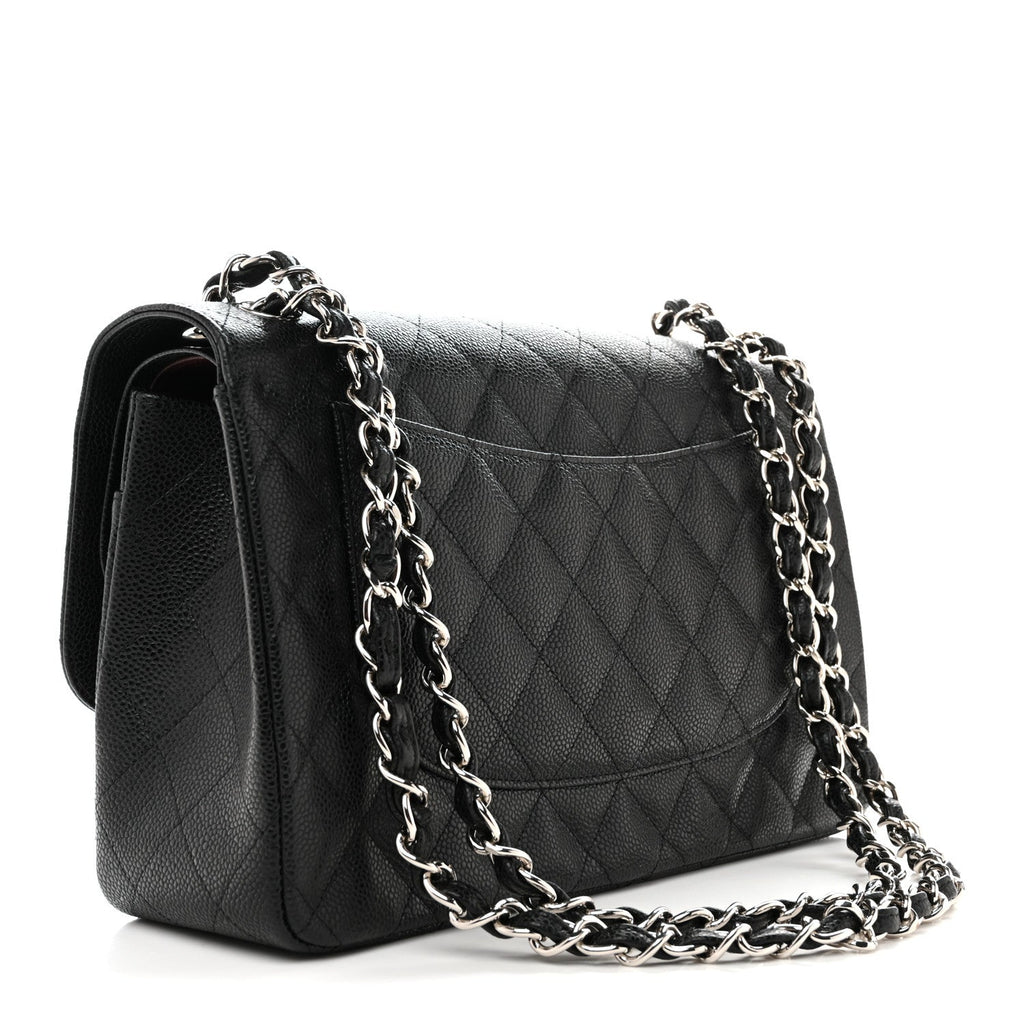 Caviar Quilted Jumbo Double Flap Black wholesalehk.shop