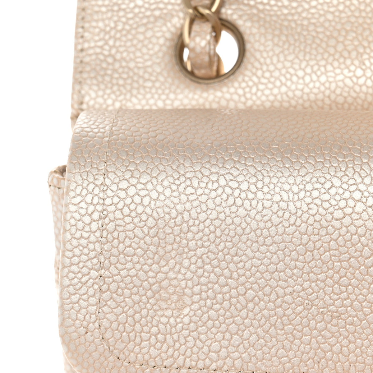 Pearly Caviar Quilted Medium Double Flap Light Beige wholesalehk.shop
