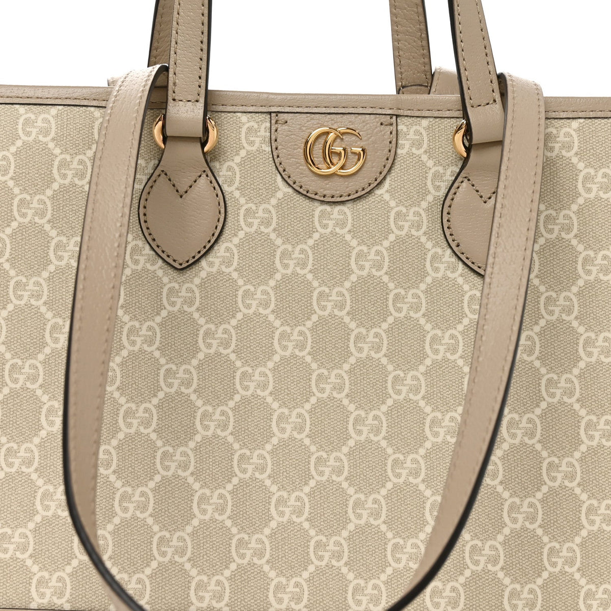 GG Supreme Monogram Textured Dollar Calfskin Small Ophidia Shoulder Tote Bag Beige Mystic White Oatmeal wholesalehk.shop