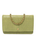 Calfskin Lizard Embossed Wallet On Chain WOC Green wholesalehk.shop