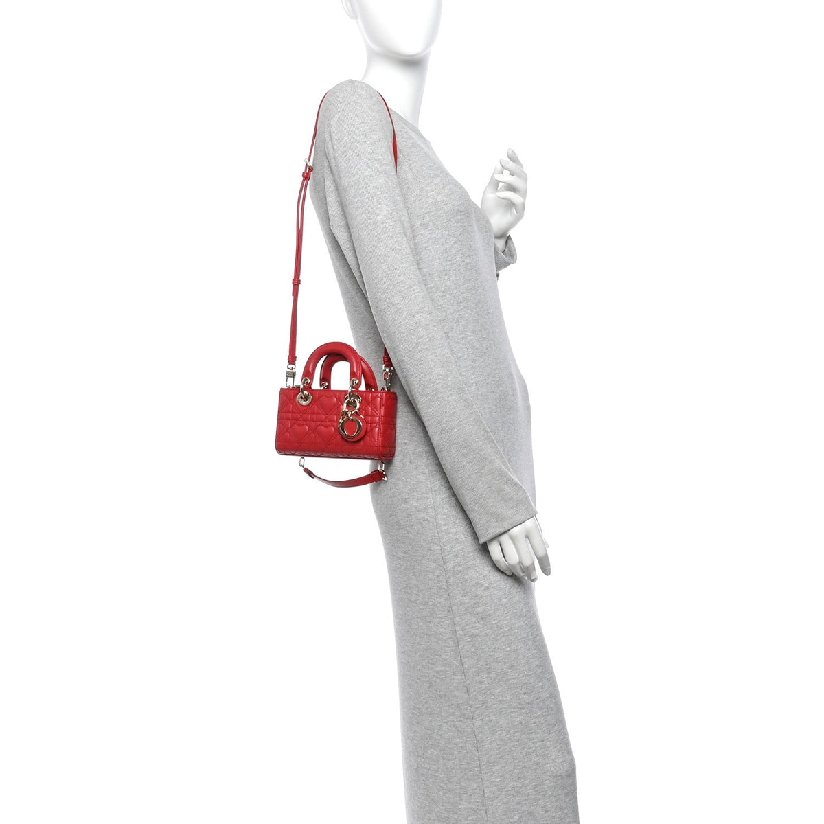 Lambskin Cannage Dioramour Micro Lady D-Joy Red wholesalehk.shop