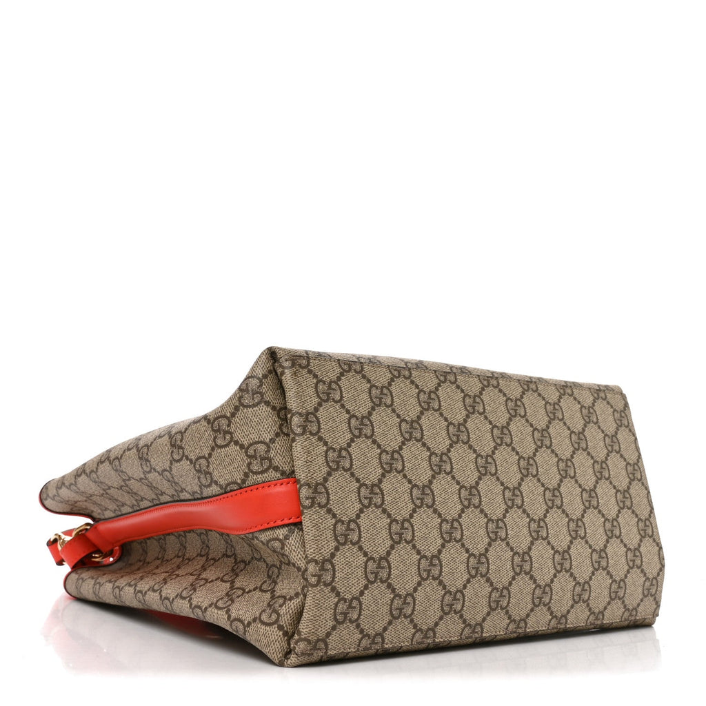 GG Supreme Monogram Medium Emblem Bucket Bag Beige Orange wholesalehk.shop