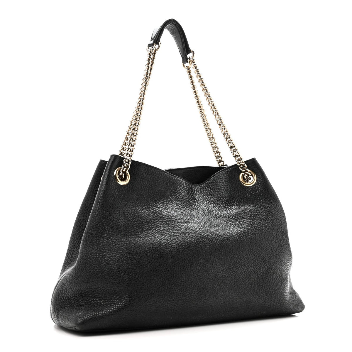 Pebbled Calfskin Medium Soho Chain Shoulder Bag Black wholesalehk.shop