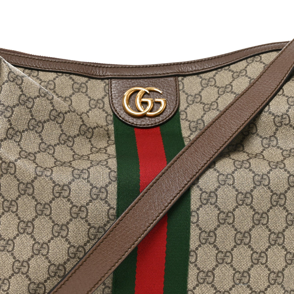 GG Supreme Monogram Web Ophidia Half Moon Hobo Brown wholesalehk.shop