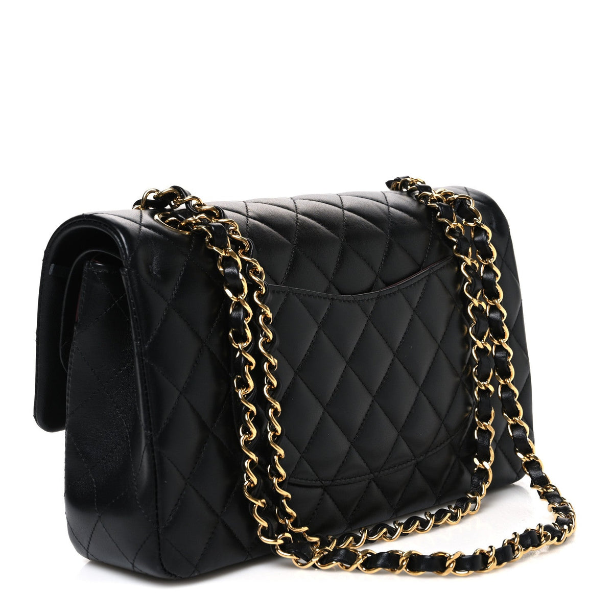 Lambskin Quilted Medium Double Flap Black wholesalehk.shop