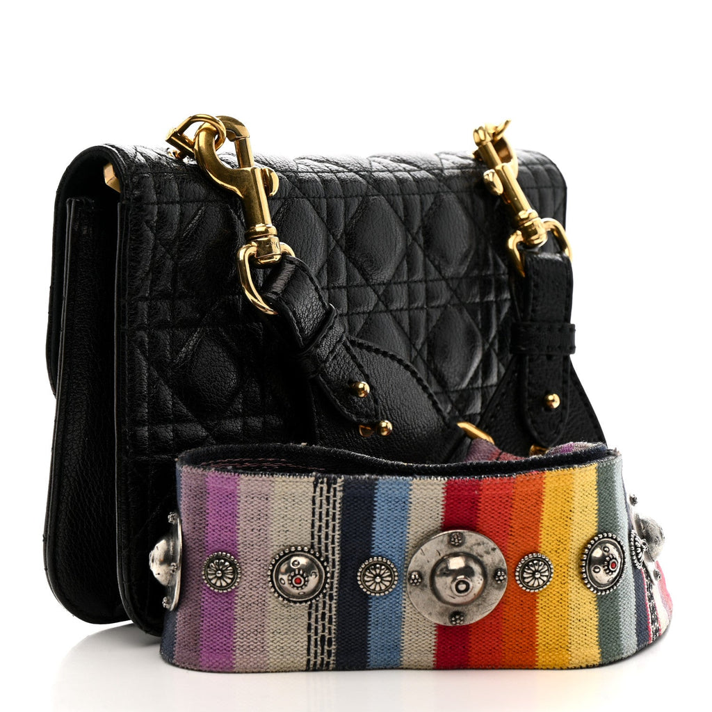 Lambskin Cannage Large Dioraddict Flap J’Adior Strap Black wholesalehk.shop