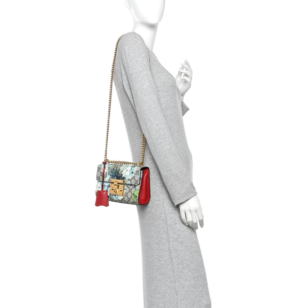 GG Supreme Monogram Blooms Small Padlock Shoulder Bag Beige Blue Navy Hibiscus Red £¨ Direct shipment via from wholesalehk.shop