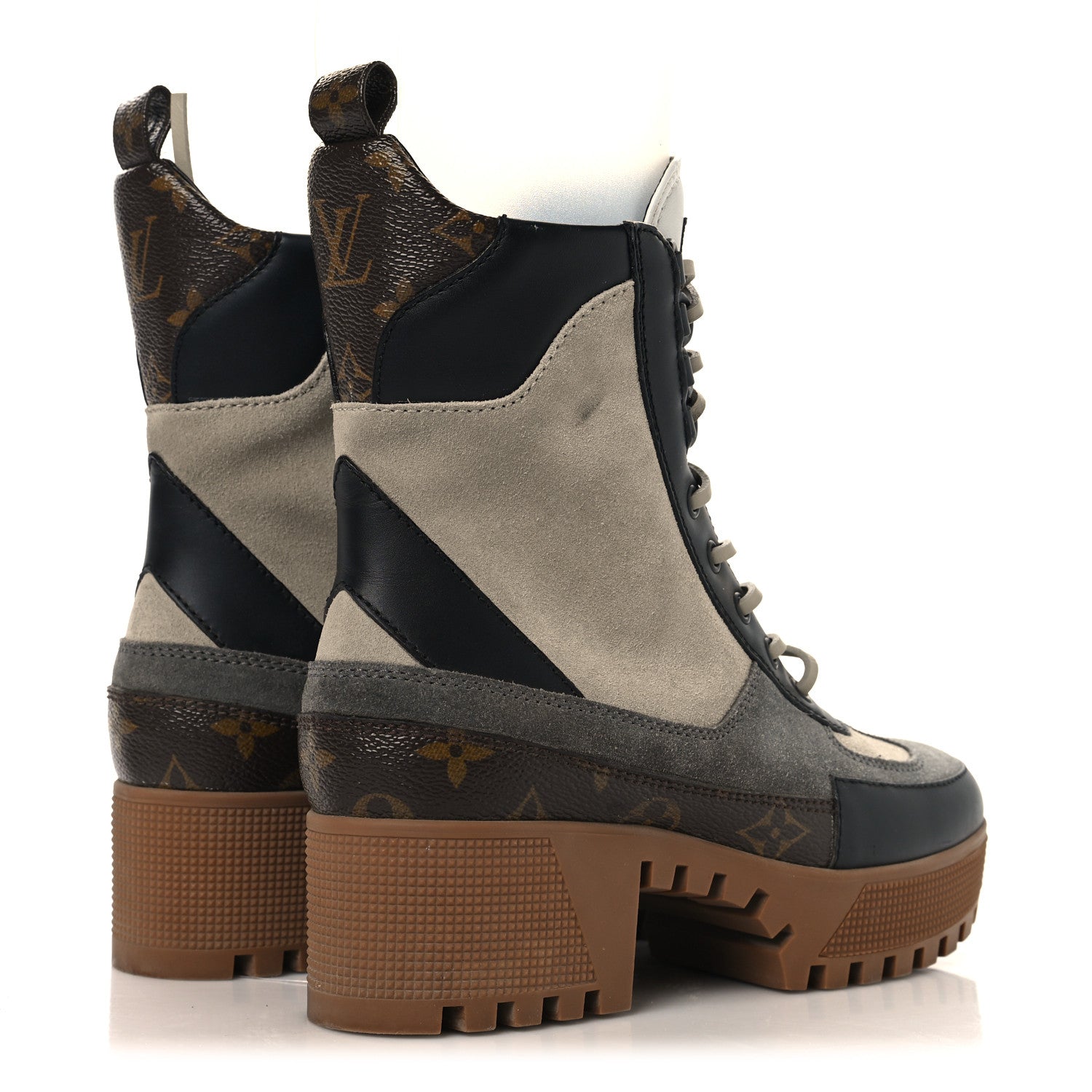 Suede Calfskin Monogram Laureate Platform Desert Boots 37 Grey £¨ Direct shipment via from wholesalehk.shop