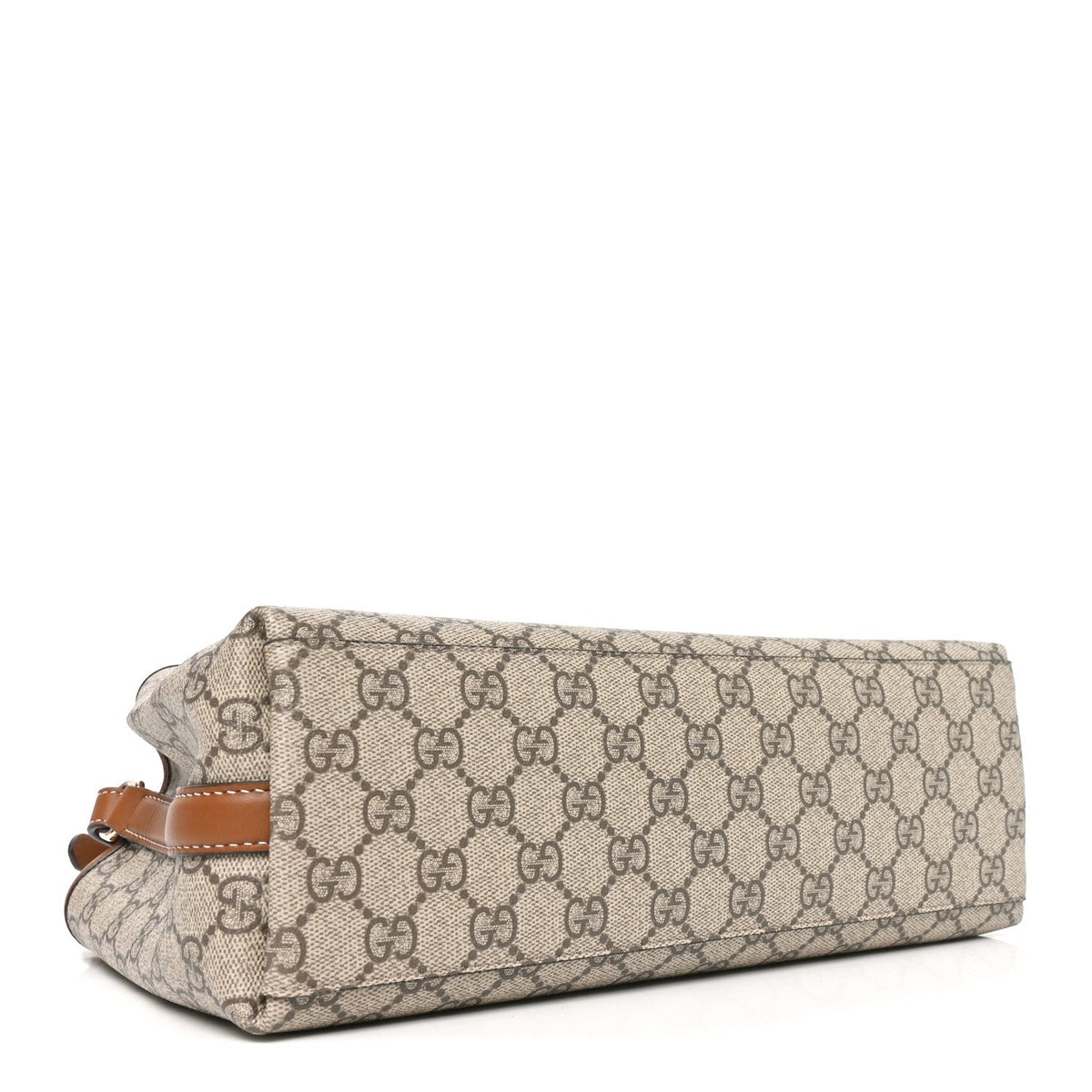 GG Supreme Monogram Emblem Medium Tote Bag Beige Dark Brown wholesalehk.shop