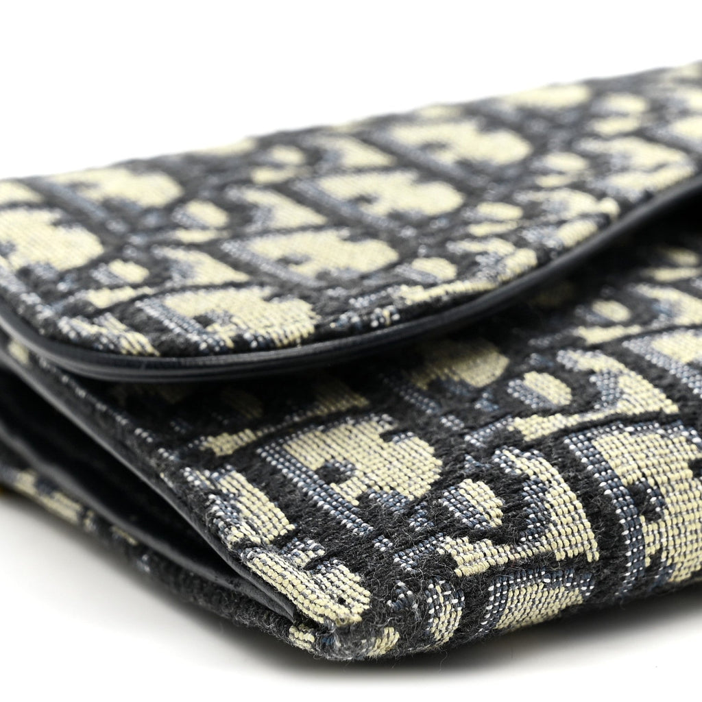 Oblique Saddle Chain Long Wallet Blue wholesalehk.shop